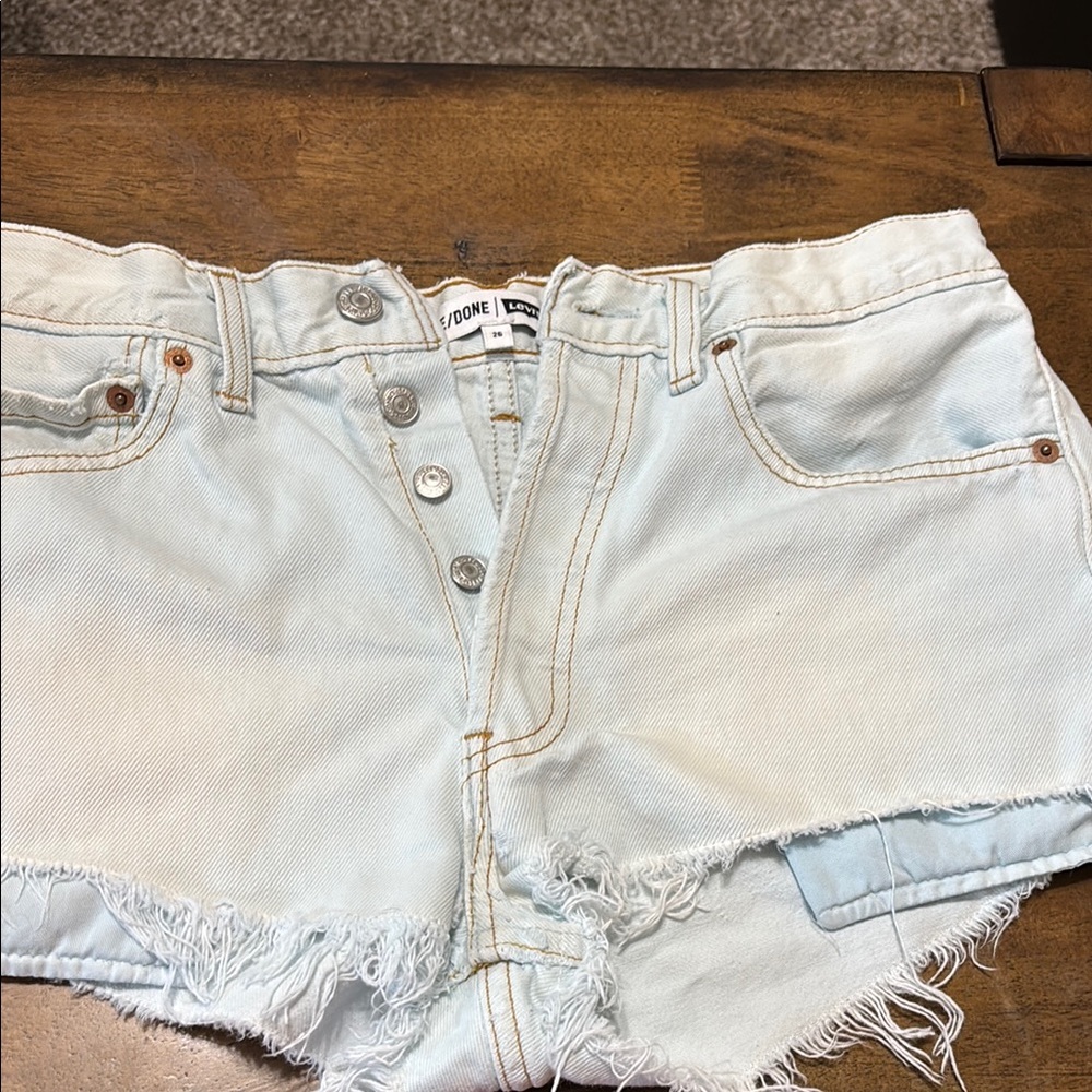 Levi's Redone Blue Jean Shorts Distressed High-Waisted